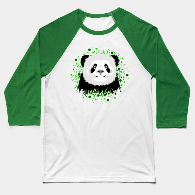 Cute Panda Bear Baseball T-Shirt by eBrushDesign